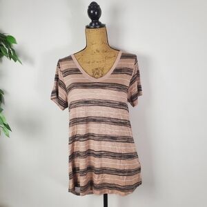 NEW Lularoe Christy Short Sleeve Shirt Women's Size Small Boho Aztec Brown *
